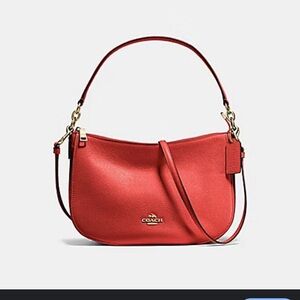 NWT Coach Chelsea Deep Coral Pebble Leather Crossbody Bag